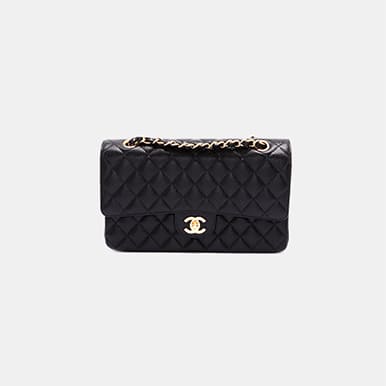 CHANEL Matelasse Caviar Double Flap Double Chain Bag, Black with Gold Fittings, Series 30